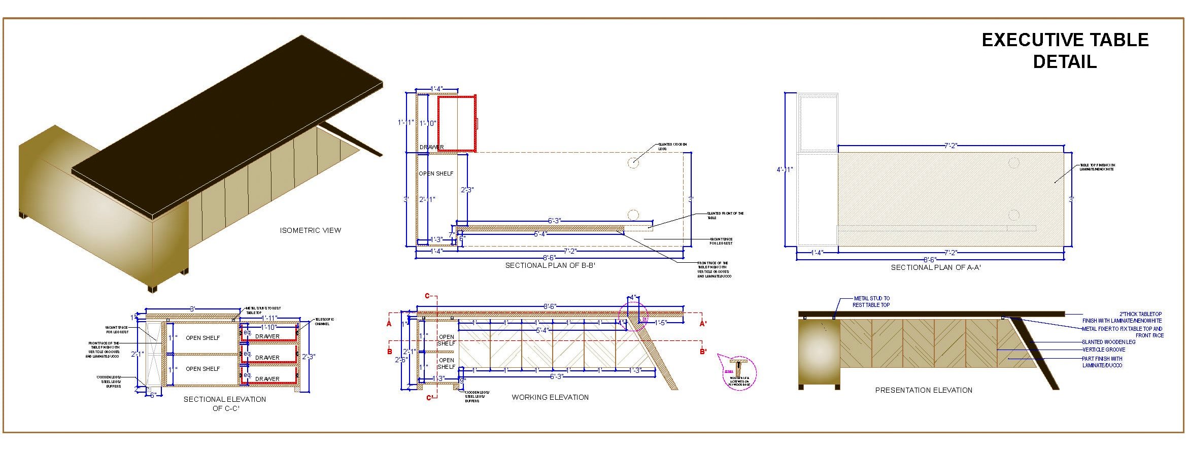 Executive Office Table Design CAD Drawing